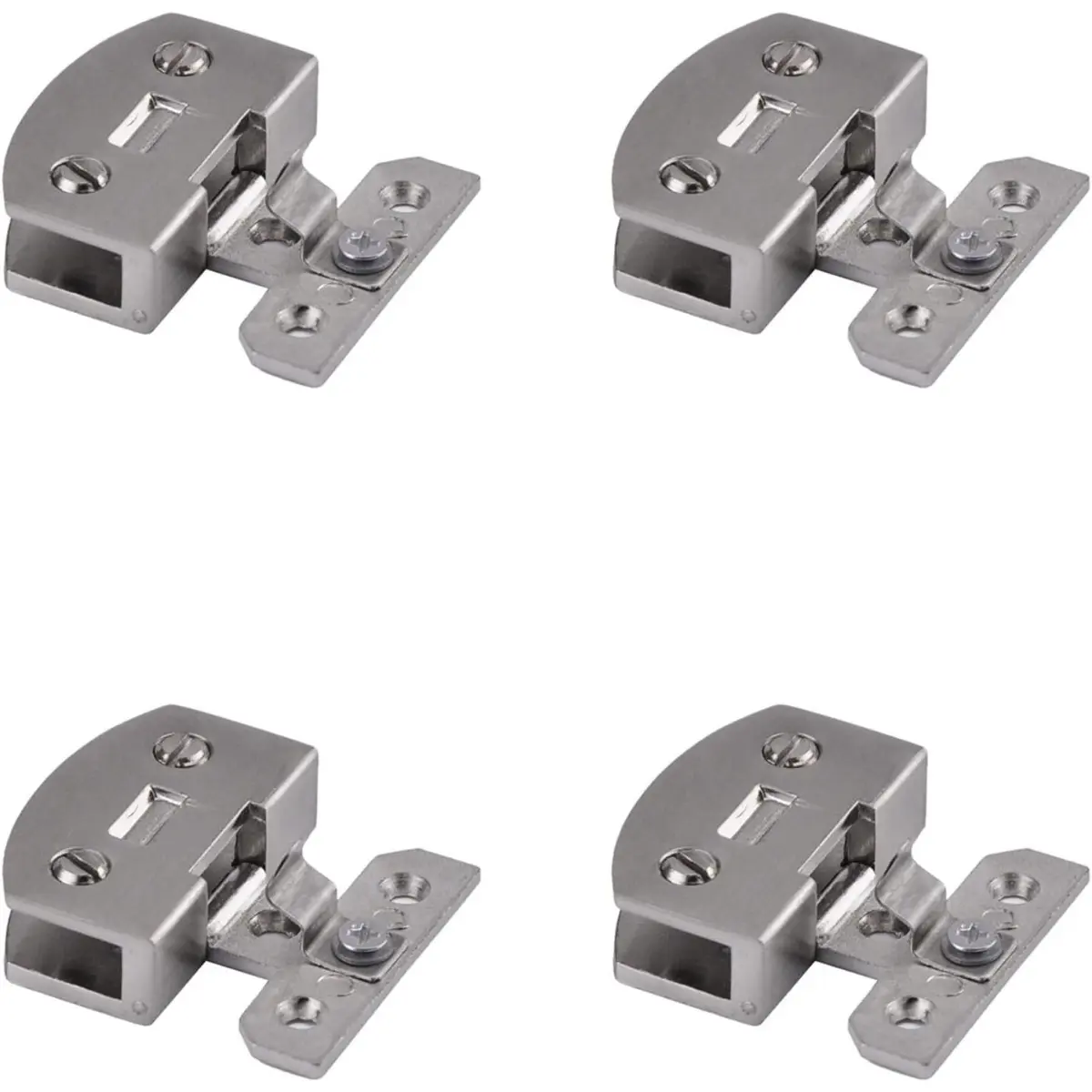 4 Pcs Glass Door Hinges, Self-Closing Frameless Side-Mounted Glass Clamps for Wine Cabinet and Display Cabinet, Color: Small Round