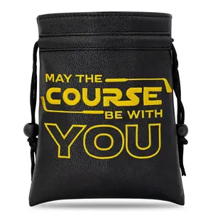 Golf Drawstring Valuables Pouch, Premium PU Material, Cinch Closure Design, Large Capacity Bag for Golf Balls, Ideal Gift for Men