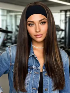 24 Inches Long Straight Headband Synthetic Wig, Heat Resistant Wig for Women, Daily Use, All Seasons, No Ca Prop 65 Re