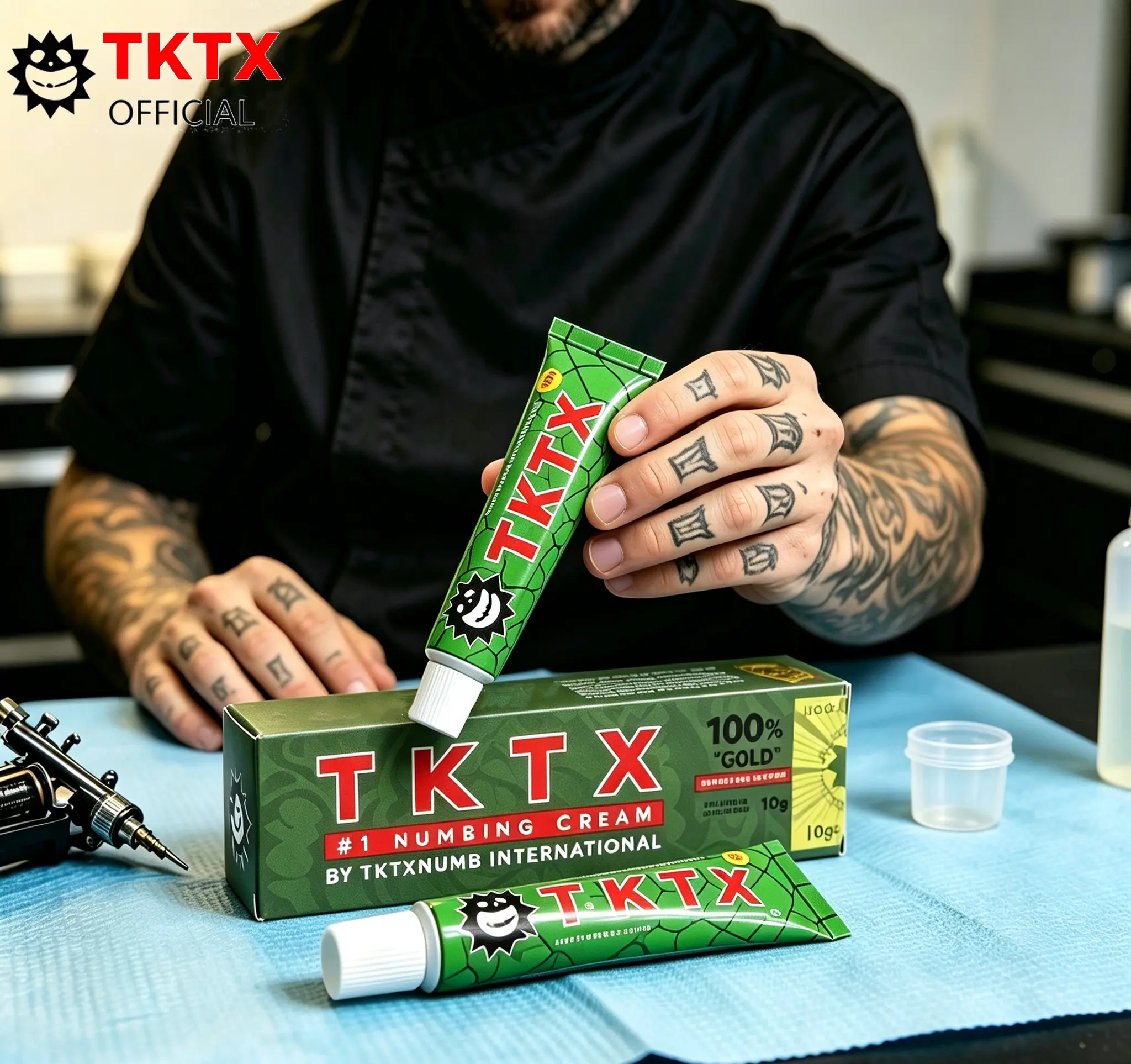 TKTX 100% Maximum Strength Numbing Cream features professional anesthetic ingredients including lidocaine. Its refreshing, skin-nourishing formula works for both pre and post tattoo use, delivering a flawless tattoo experience.