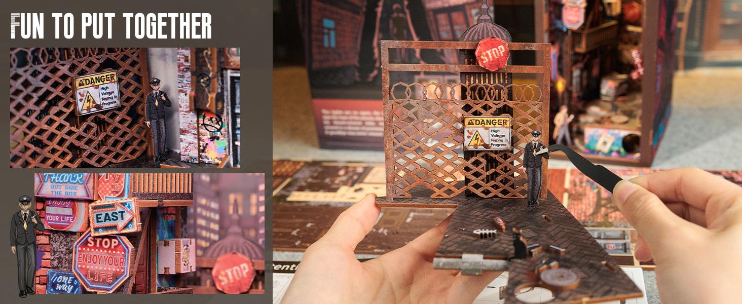 The Long Goodbye DIY Book Nook Kit, Detective Theme 3D Wooden Puzzle with Built-in LED Light, Puzzle-Solving Elements, Fun Stress Relief Assembly for Adults Teens, Exquisite Gift for Mystery Lovers Friends Family