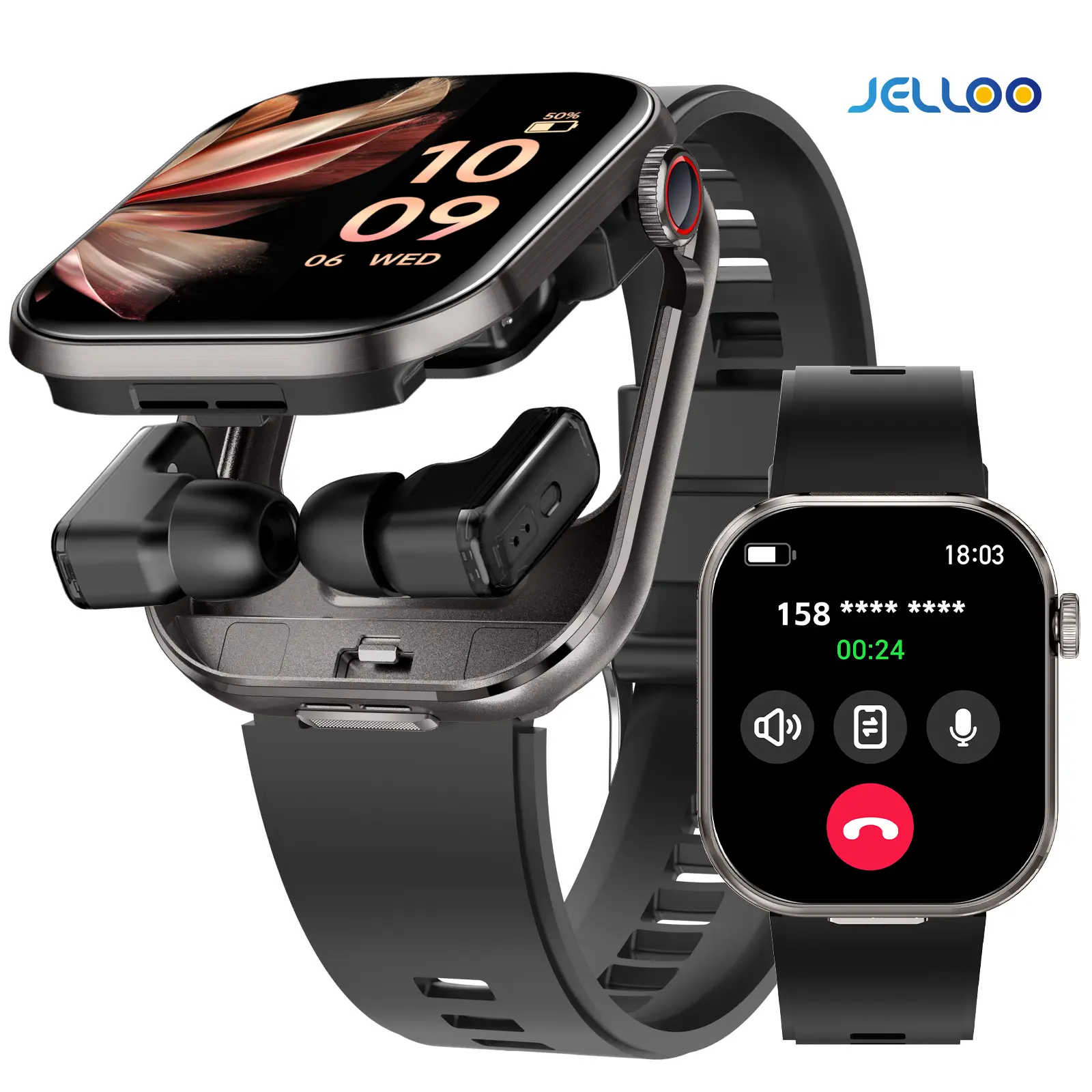 2-in-1 Smart Watch for Women Men with Earbuds (Call Make/ Answer), 2.02" HD Touch Screen Smartwatch Compatible with iPhone Android Phones, Multifunctional Digital Watch with Music Play Remote Camera Control Message Notification Gitfs for Adults