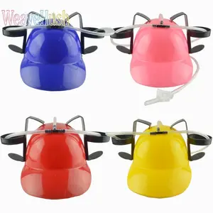 Hands-free creative beer drinking hat, novel drinking helmet headband, with accessories, fun prop for birthday parties and outdoor gatherings (no tray).