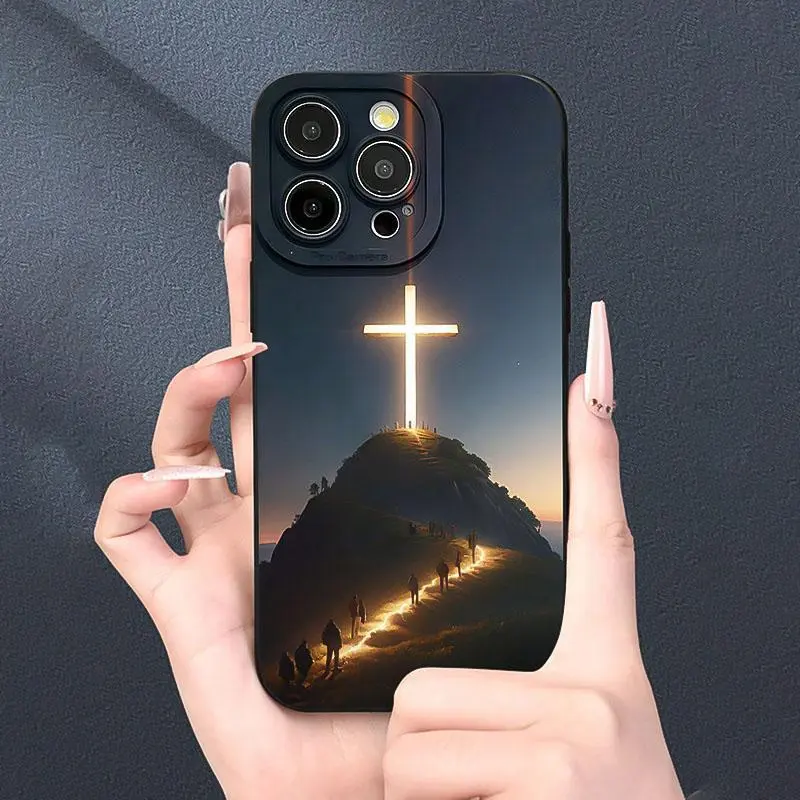 Cross & Mountain Pattern Phone Case, Anti-drop Cellphone Protective Case, Total Protective Shockproof Mobile Phone Cover,phone Case Suitable for IPhone 11/12/13/14/15/16/17 Pro Promax Plus Air, Accessories, Durable