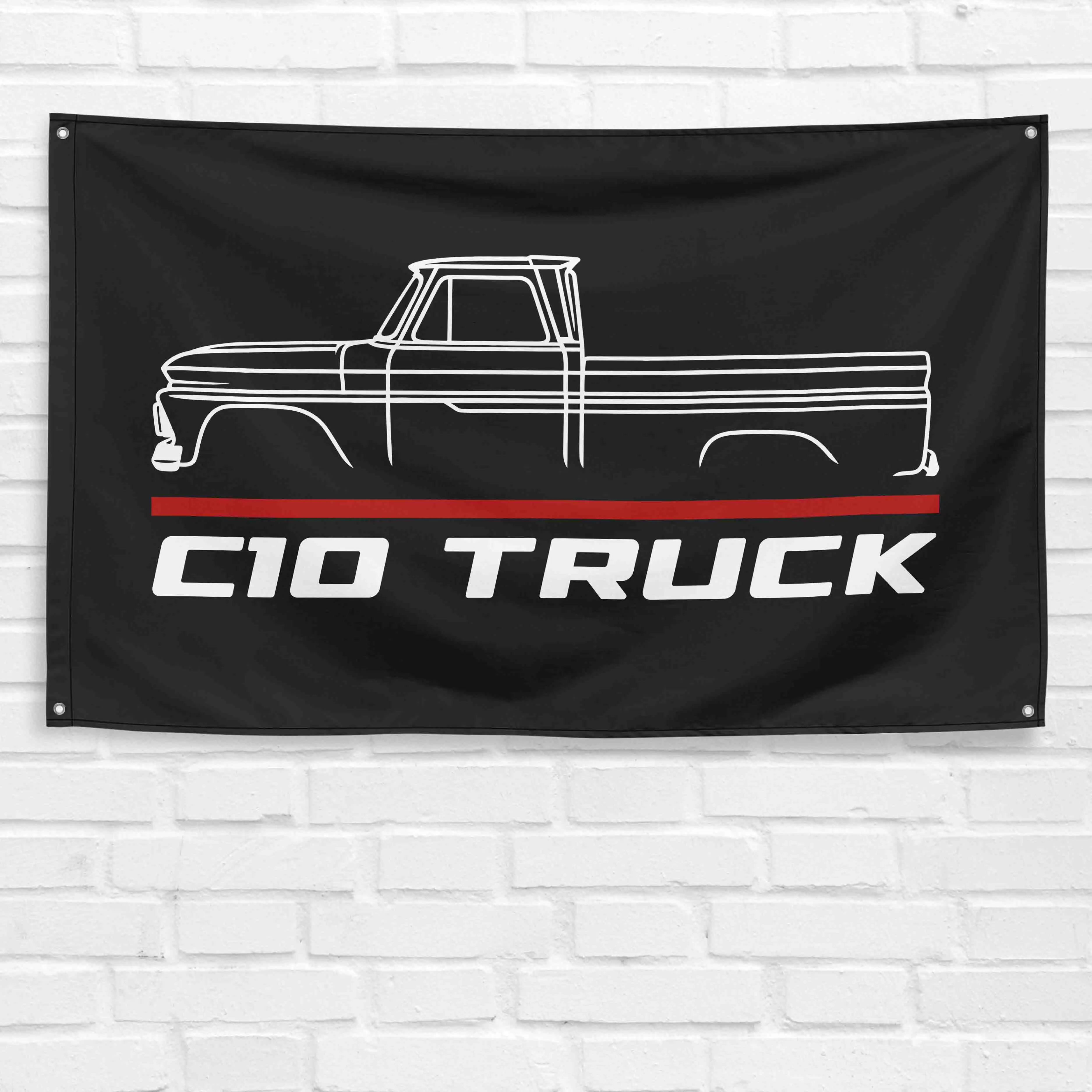 1965 C10 Truck Thick Polyester Synthetic 3x5 ft Grommeted Durable Flag Banner - Bold Print Decoration, Lightweight Hanging Wall Decor, Birthday Party Backdrop Supply for C10 Truck Enthusiasts, 3 X 5 Ft
