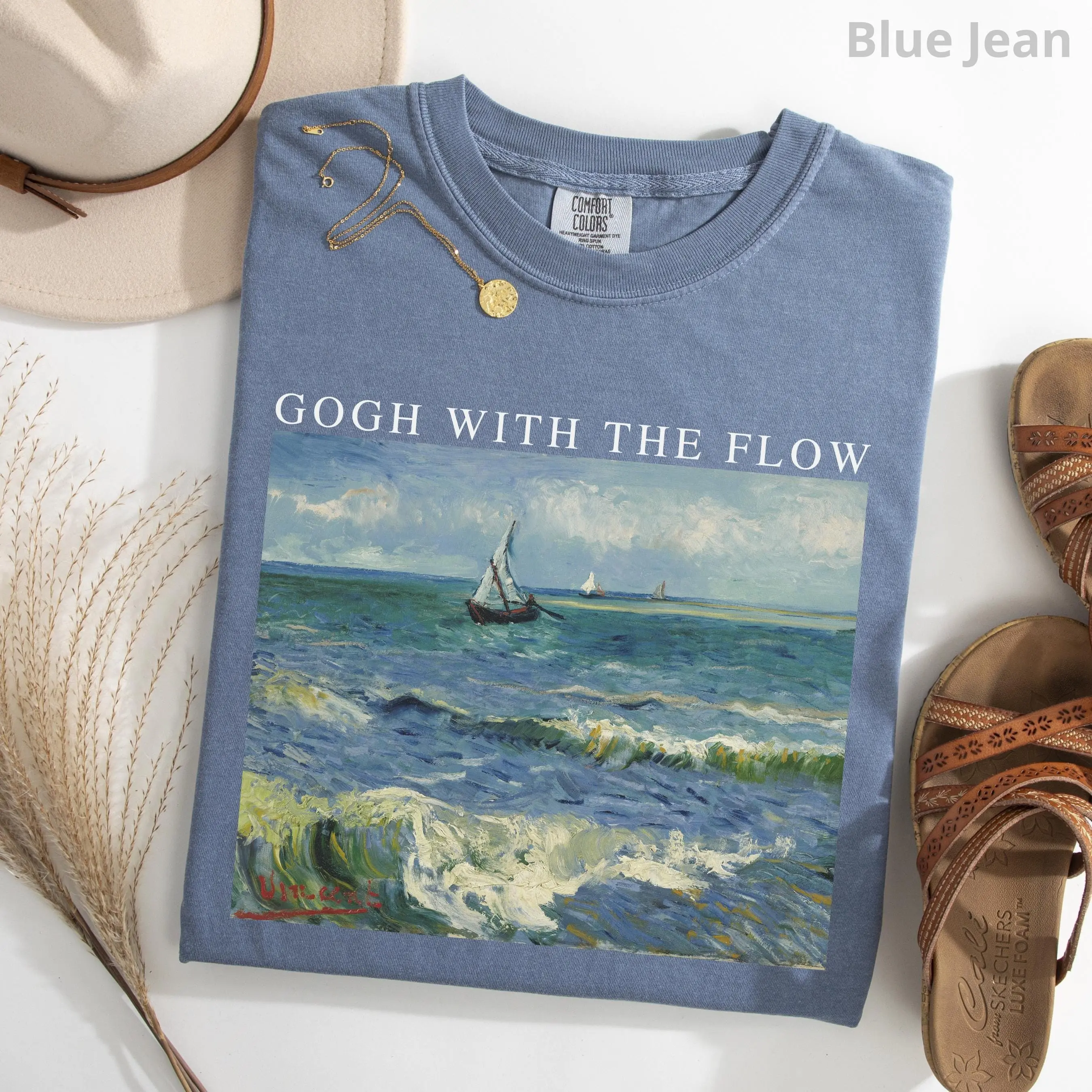Art Teacher Comfort Colors Shirt, Gogh With the Flow Graphic Tee, Vintage Ocean Painting, Artist Gift, Museum Lover Tee