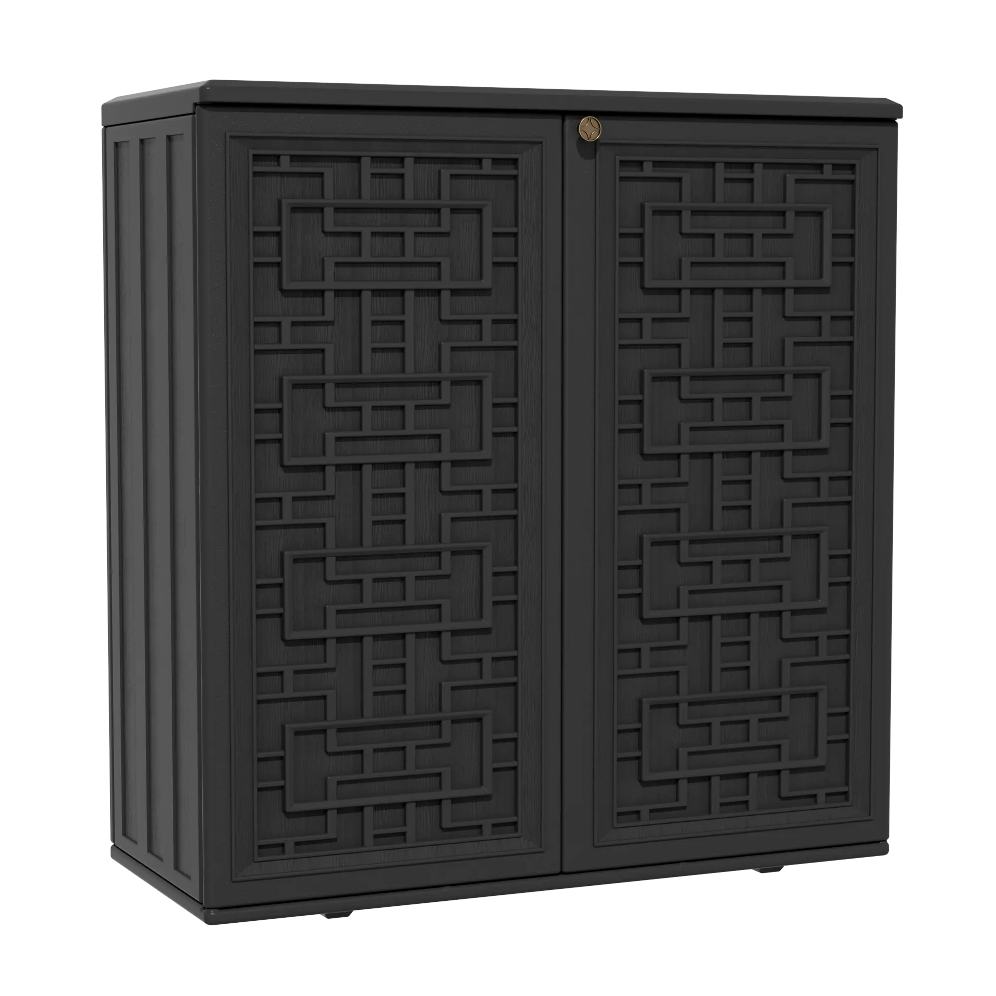KINYING Indoor Outdoor Storage Cabinet Waterproof with Shelf,Plastic Storage Sheds Outdoor Cabinets for Patio/Garden/Backyard, Size 34.3''L*15''W*36.2''H