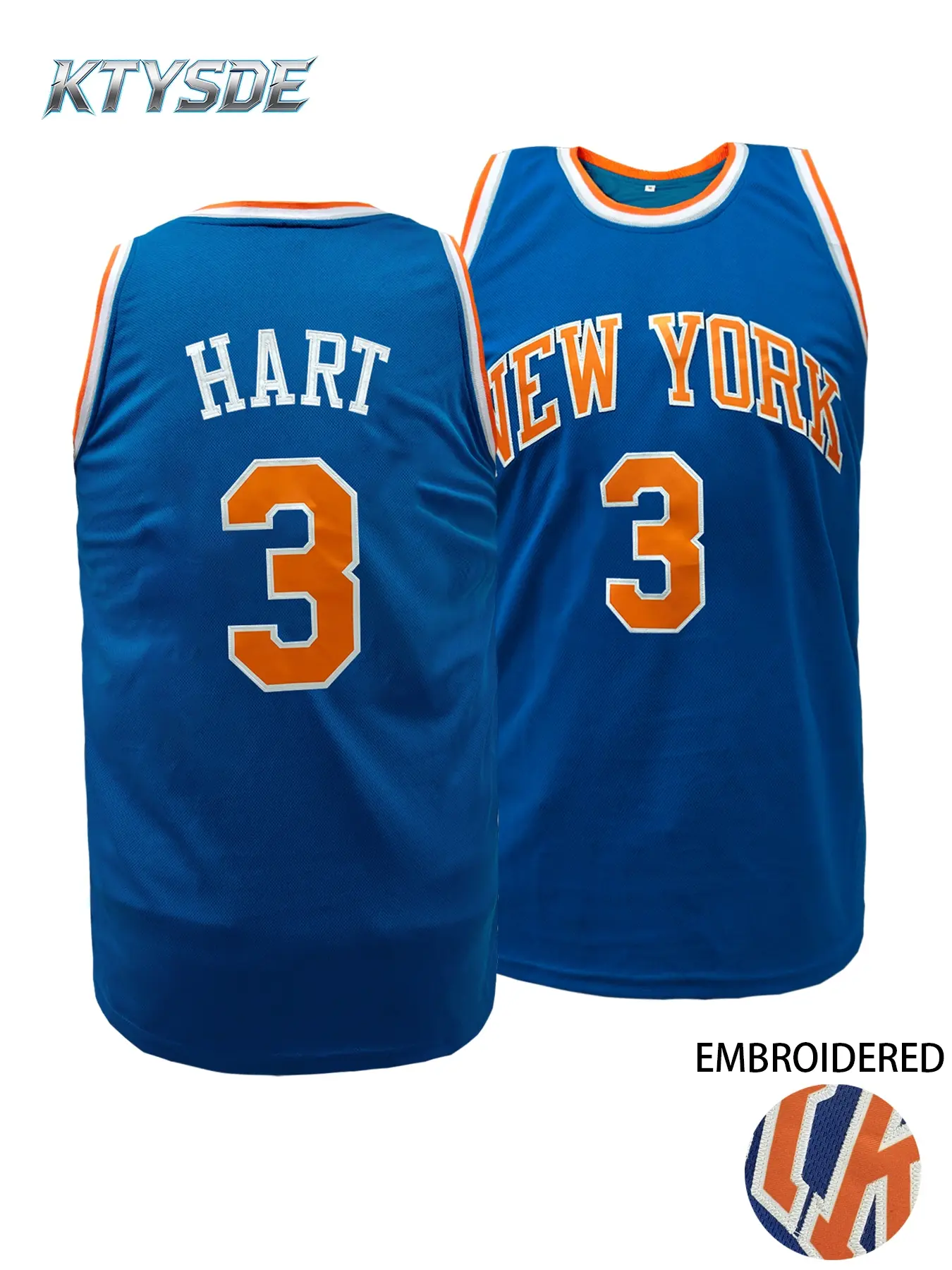 KTYSDE Unisex Embroidered New York 3 Basketball Jersey Breathable Mesh Sports Shirt Retro Athletic Uniform Daily Wear Streetwear Embroidered Basketball Jerseys Sports Clothing