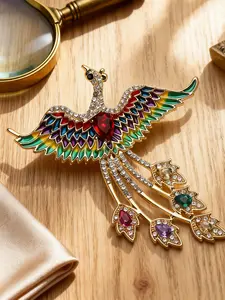 Elegant Phoenix Animal Brooch Pin, Luxurious Colorful Flying Bird Accessory, Women's Fashion Chest Flower Clip, Unique Jewelry Gift, Jewellery