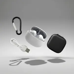 Wireless Noise-Cancelling Bluetooth In-Ear Headphones with Chargeable Audio Accessories, Metal Chain Hook Shock-Absorbing Headset Carrying Case with Clips, Electronic Travel Essentials