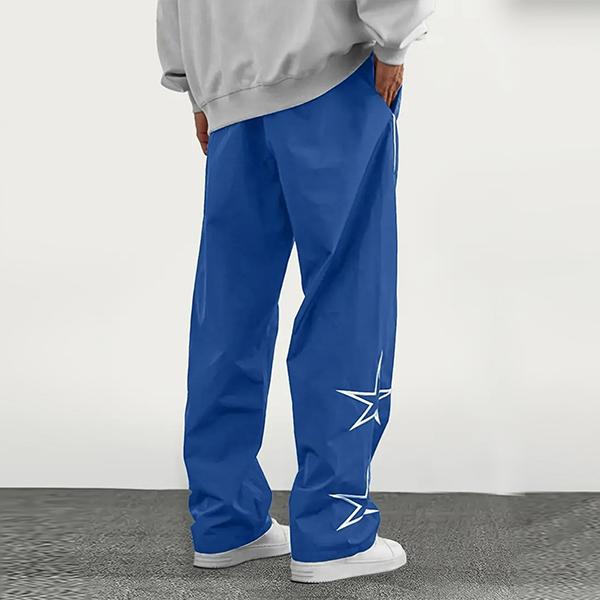 Men's Star Print Cargo Pants - Casual Style with Star Design, Beige Color, Comfortable Fit for Everyday Wear