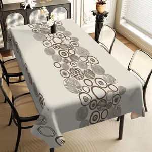 1Pc simple beige two-color, round rectangular dining table cloth, family kitchen living room dining table cloth, party tablecloth, kitchen accessories, room & outdoor decorative tablecloth, friends house warming fashion tablecloth