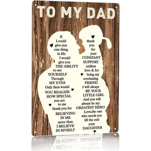 To Dad Gifts Sign Wall Decor -  Dad Birthday  Wall Art, Meaningful Daddy  Idea for Fathers Day Christmas Thanksgiving  Presents from Daughter, A Keepsake  Brings Dad Tears