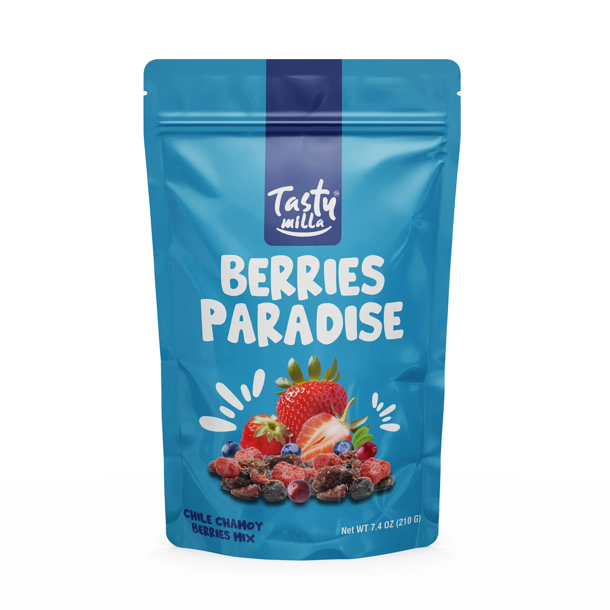Tasty Milla | Berries Paradise | Mix of strawberries, blueberries and cranberries enchilados with chile and chamoy | 210 grs Snack Dried Dry
