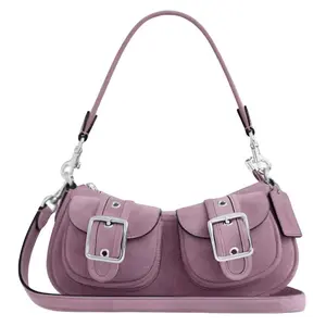 COACH Ashton 25 Medium Leather Shoulder Bag with Metal Hardware in Silver and Lavender for Women