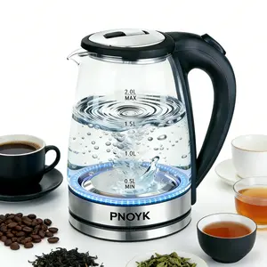 2.0L Electric Glass Kettle, 110V 1500W  Fast Boiling Hot Water Boiler with Auto Shut-Off & Boil-Dry Protection, BPA-Free Borosilicate Glass, Stainless Steel Base, Kitchen Home Appliance Gift