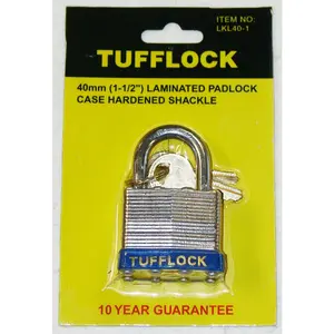 WorldWide Sales Online Tufflock 40mm/1.5" Laminated Padlock with Case Hardened Shackle