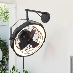 PARROT UNCLE 20 Inch Doris Downrod Fan Wall Mount Fan with LED Light and Remote Control Furniture Decoration