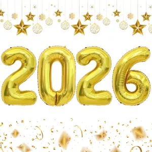 2026 Balloons, 2026 Number Balloons, 2026 Gold Balloon, Foil Happy New Year Balloon for New Year Eve Party Supplies 2026 Graduation Decorations Anniversary Birthday Home Office Decorations, 16 Inch