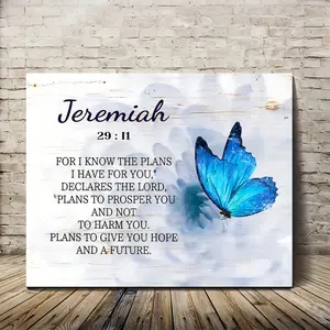 1 Piece of Inspirational Bible Verse Canvas Artwork, Wood Frame Wall Decorations, Quote Jeremiah 29:11, Home and Office Decorations, Perfect Gift for Her/Him, Single Package Canvas
