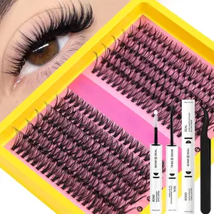 Lash Extension Kit DIY Lash Clusters Eyelash Extension Kit 30D 40D Individual Lashes with Bond, Seal & Tweezers for Beginners 10-18mm Natural Look