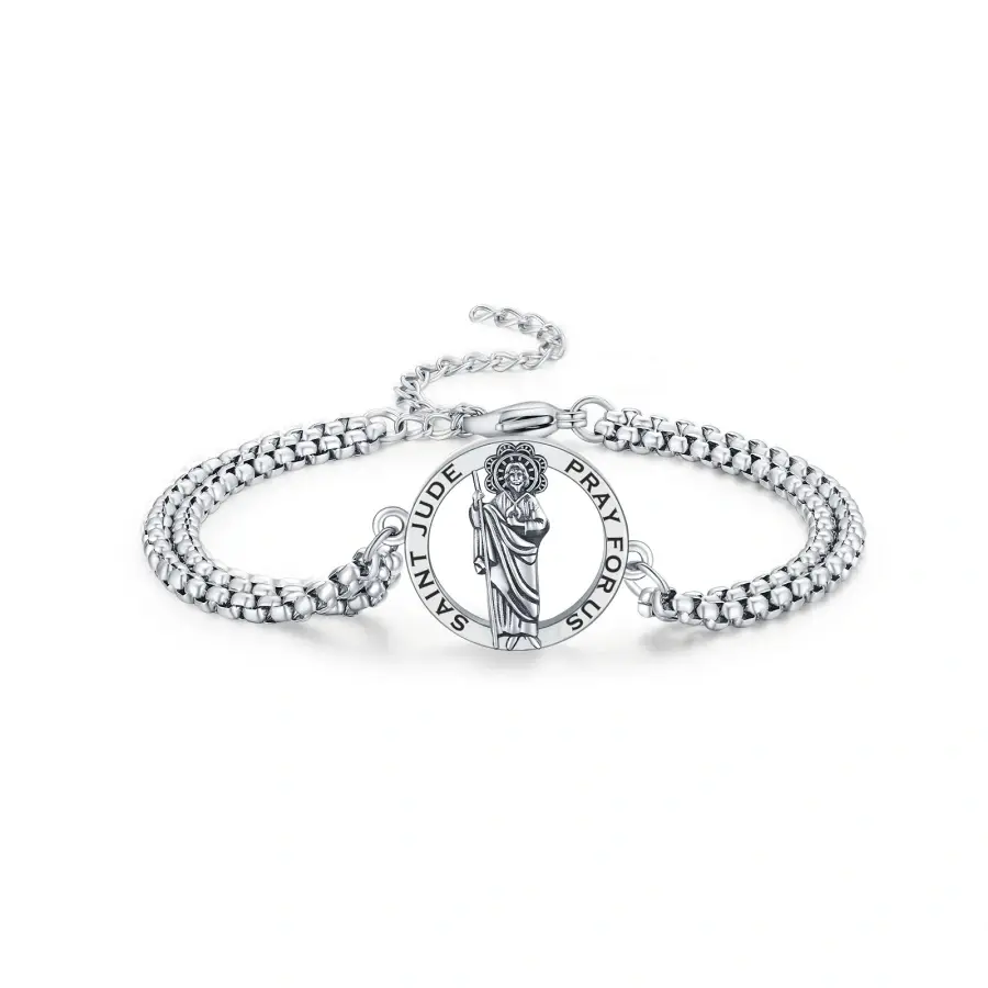 Saint Jude Bracelet 925 Sterling Silver Pendant Bracelet Engraved