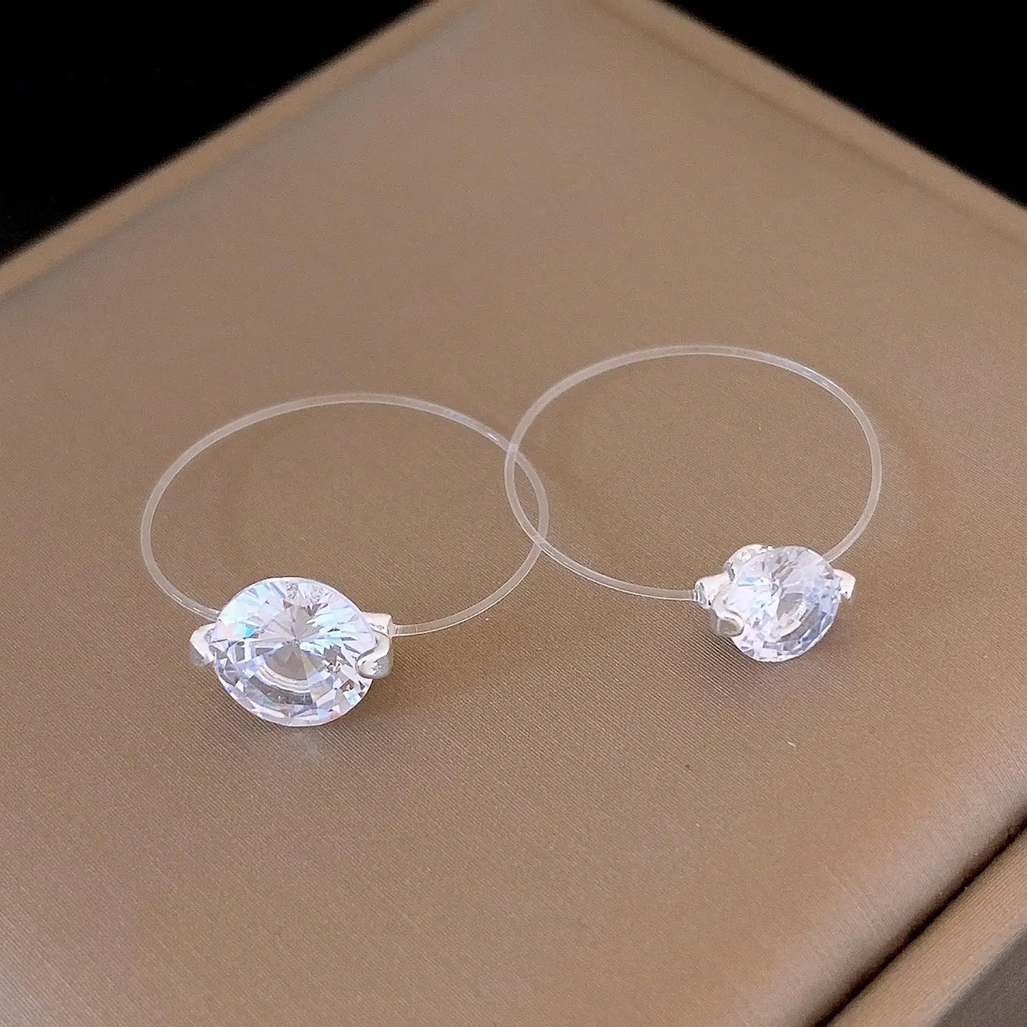 Shiny Transparent Zircon Rings for Women Minimalist Elastic Fishing Line Index Finger Rings Engagement Wedding Daily Jewelry