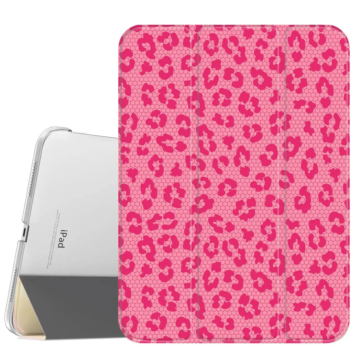 PU Leather Tablet Cover with Accessories - Protective, Durable Casing for iPad A16 2025, Air 6, Mini 6, Samsung Galaxy Tab S9, Microfibre Lining, Magnetic Holder, Slim Stand, Frosted Back, Pencil Slot (Rose & Red Lace Leopard Print), Protection