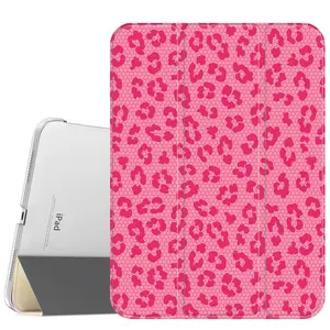 Rose And Red Lace Leopard Print Case for iPad A16 2025 / iPad air 6/ iPad mini 6, Slim Stand Cover with Soft Translucent Frosted Back Pencil Slot, for Samsung Galaxy Tab S9 Tablet Cases