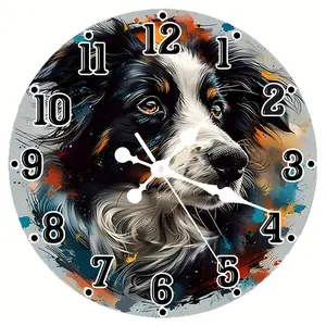 12 Inch Round Wall Clock, 1 Count Shepherd Dog Logo Wall Clock, Battery Powered Silent Wall Clock, Home Decor (without Battery)
