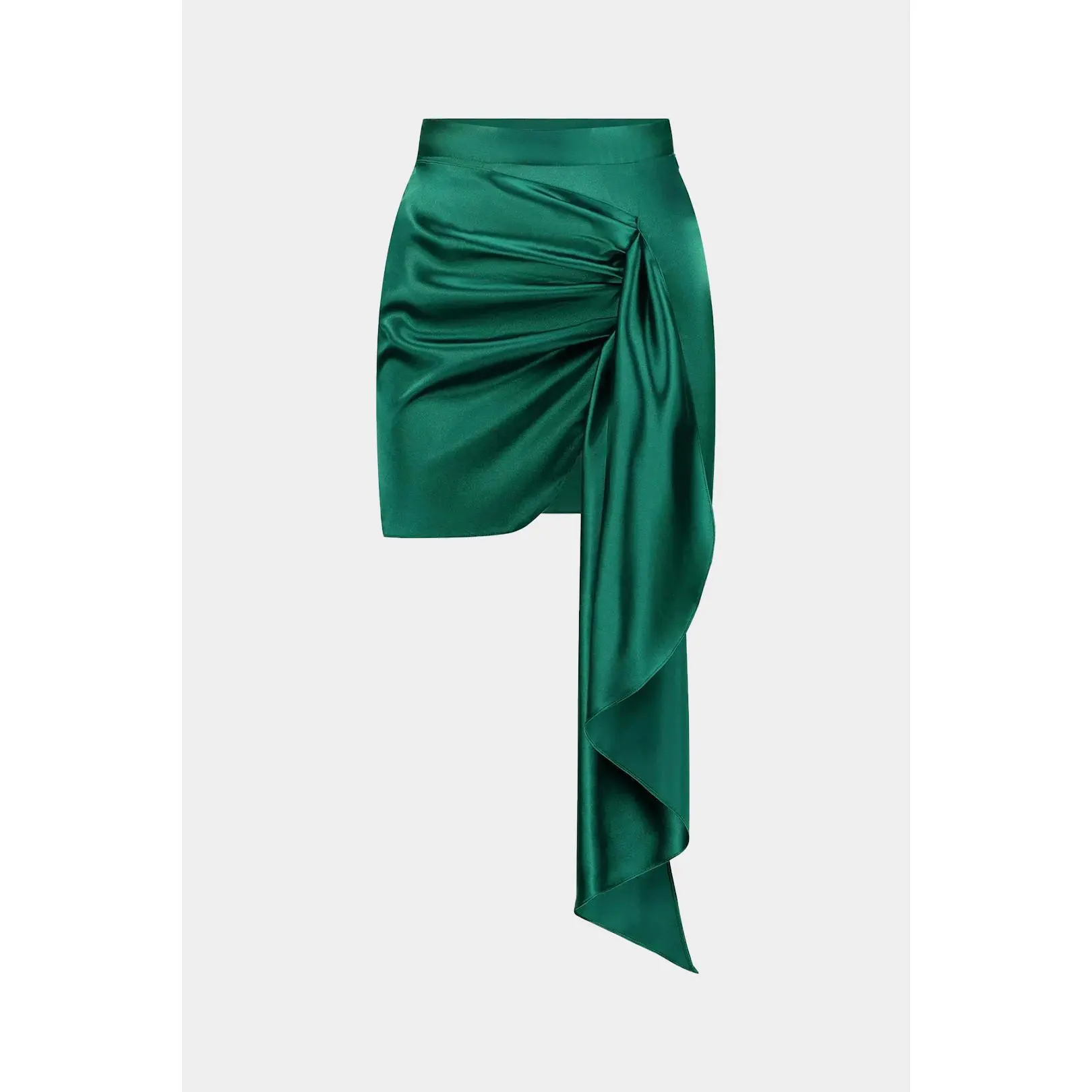 Satin Tie Ruched Skirt