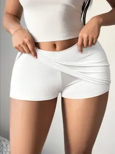 Women's Sexy Casual Mini Bodycon Skirt with Lining, Half-Sleeve Short Dress, Stylish Tight-Fitting Skirt for Daily Wear