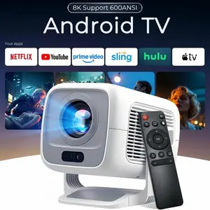 X3AR Smart Projector with WiFi 6 and Bluetooth 5.4, 4K Support 600 ANSI Native 1080P Portable Mini Projector with Android 14 OS Auto Focus & Keystone, 270° Rotatable for Bedroom Home Theater Outdoor Movie White&Gray