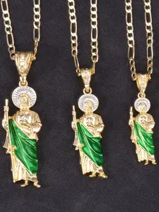 Stylish Saint Jude Pendant Necklace, Unisex Fashion Accessory, Perfect Holiday Gift, Unique Personalized Jewelry for Men and Women, Exquisite Jewelry Gift, Cross Charm Necklace