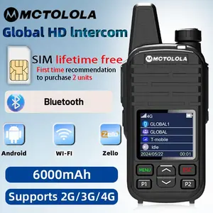 Lifetime free SIM card service supports WiFi, Bluetooth, 2G4G for unlimited distance communication, PoC wireless intercom for high-definition communication, ultra long standby, commercial fleet, outdoor self driving, professional intercom equipment