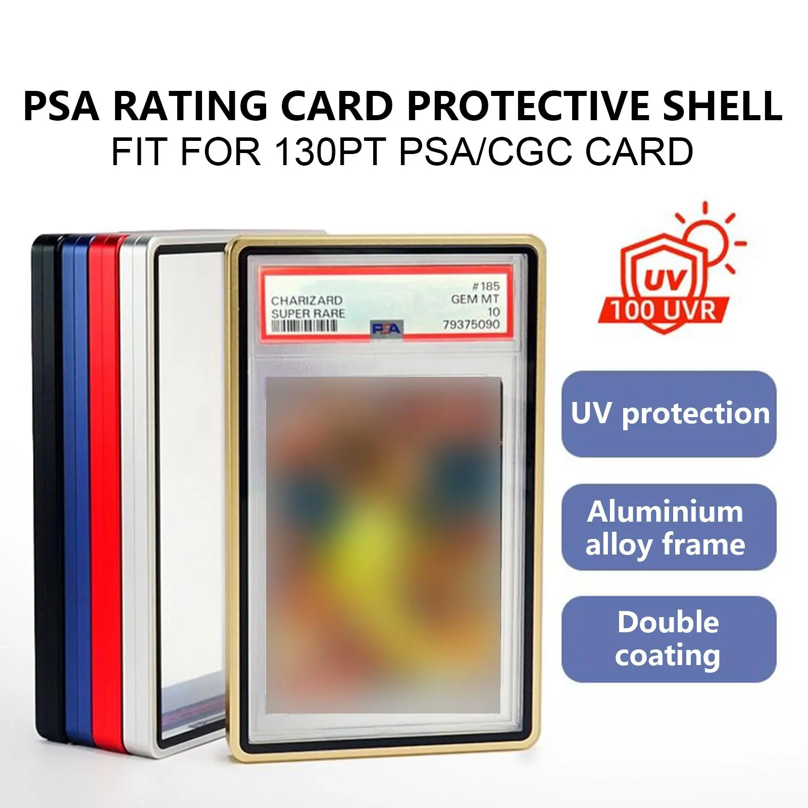 2pcs For PSA CGC 130PT Graded Card Protector with Metal Frame, Stackable Aluminum Trading Card Slab 2pcs For PSA CGC 130PT Graded Card Protector with Metal Frame, Stackable Aluminum Trading Card Slab