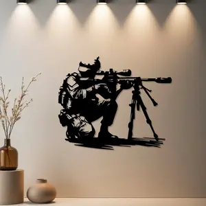 HousewarmingGift, 1pc Modern Sniper Desktop Ornts, Minimalist Design, Statue Mural with Premium Finish - Ideal Gift for Halloween, Wedding, Birthday, Anniversary - Metal Wall Sculptures, Metal Wall Art