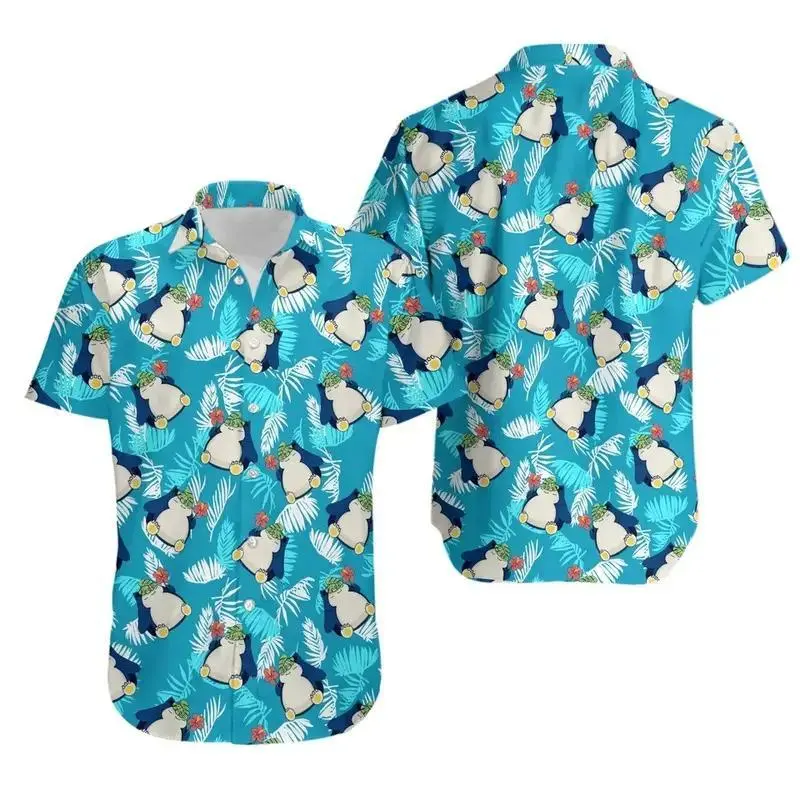 Full Print PKM Snorlax Tropical Hawaiian Shirt, Snorlax Hawaiian Shirt For Fan, Beach Outfit, Summer Outfit, Best Gift Idea