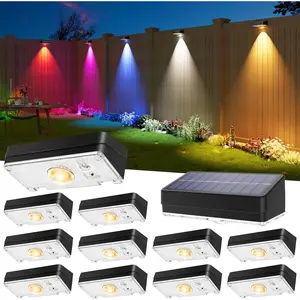 Solar Fence Lights Outdoor, 12 Pack, 50LM Ultra Bright, 3 Color Temperatures & RGB, IP65 Waterproof, Dusk-to-Dawn Solar Powered Fence Lights for Patio, Railing, Pool, Porch, Backyard(Black)