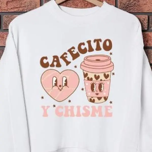 Cafecito Y Chisme Sweater, Cafe Chisme Sweater Shirt, Coffee Lover Gift, Coffee Addict Gift, Cute Gift for Latina Wife Girlfriend Mom