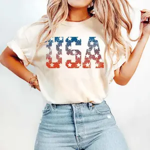 Comfort Colors Retro USA T-Shirt, Patriotic American Flag Graphic Tee, 4th of July Independence Day Shirt, Vintage America Outfit, Unisex Gift for Men and Women - HARSIN