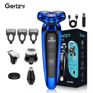 Gertzy Men's Electric Shaver & Beard Trimmer Set, USB Rechargeable, Wireless Facial Hair Remover, Nose Hair Trimmer, Face Brush, Travel Gift, Cordless Shaver