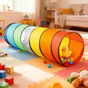 Rainbow Sensory Tunnel for Baby Crawlers - Indoor Climbing Tube with Tunnel Game, Portable Crawler for Motor Skills Development, Kindergarten Toy Suitable for Indoor Play House