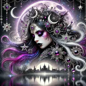 5D DIY Full Drill Round Diamond Painting Kit - Diamond Art Painting Set Moon, Castle, Stars Mosaic, Canvas - DIY Decorative Painting, Home Wall Decor, Suitable for Halloween, Christmas, Birthday and Anniversary Gifts