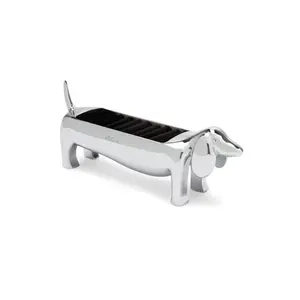 Umbra Dachsie Ring Holder - Chrome Shiny Cast Metal Organiser, Velvet-Lined Dachshund Form Ring Storage Decor, Gift for Home, Festive Occasions