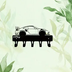 1PC Dazzling Racing Car Metal Key Holder Wall Hook - Art Modeling Decorative Accessory | Key Chain Organizer | Wall Mounted Utility Hook keys hooks Garage Hooks