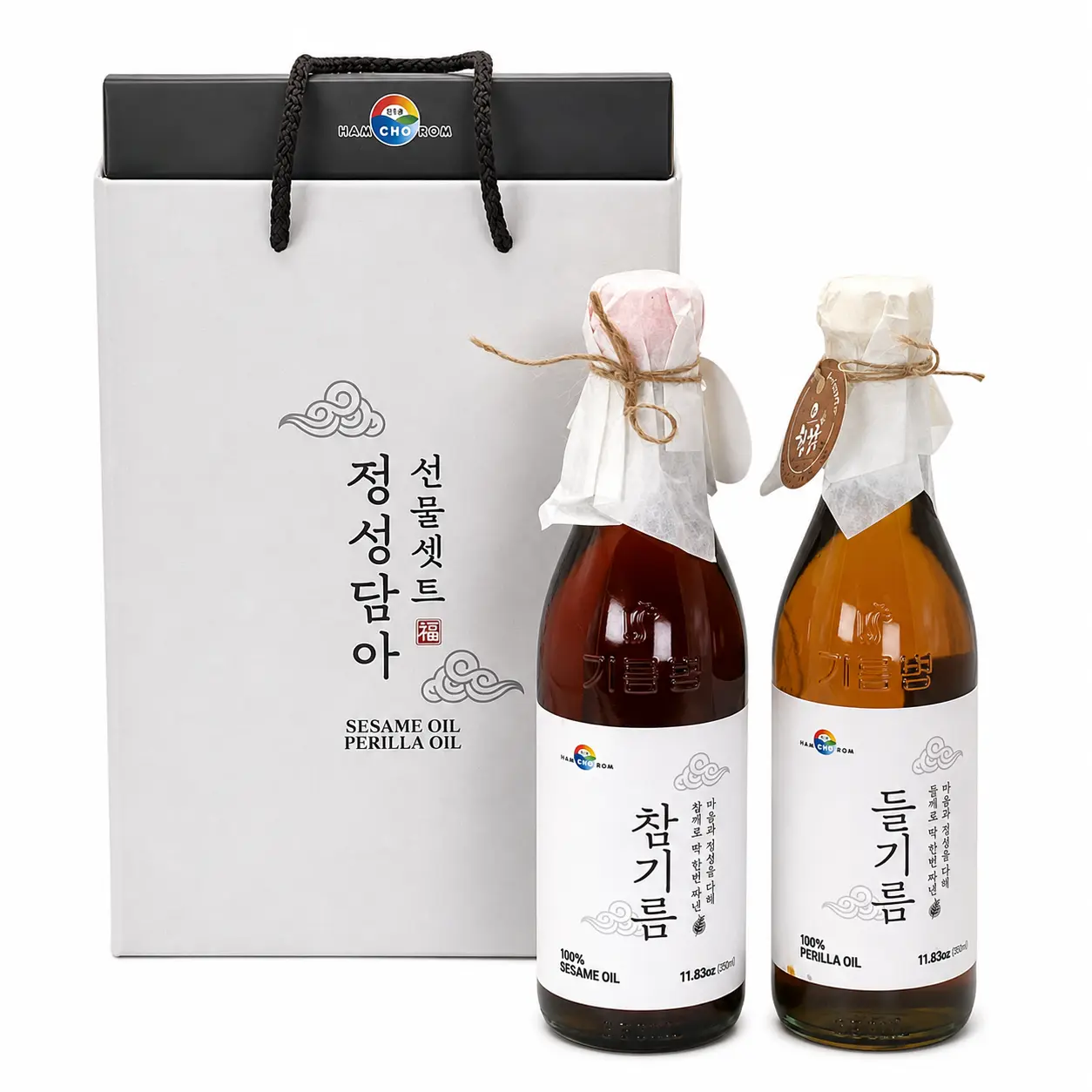 Korean Sesame & Perilla Oil Gift Set, Perfect for Salad & Marinade, 2 Bottles