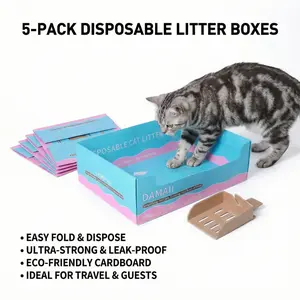 Never Scrub Again: 5-Pack All-In-One Disposable Cat Litter Boxes with 5 Scoops Included – Heavy-Duty, 100% Leak-Proof Life Hack for a Fresh & Odor-Free Home
