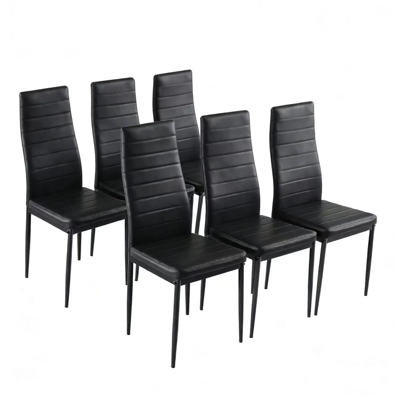 Pet Dining Room Chairs Set of 6 - Modern High-Back PU Leather Chairs with Iron Frame, Waterproof, Easy Assembly