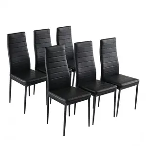 6-Piece Modern Dining Chairs Set - High Backrest PU Leather Chairs with Iron Frame, Waterproof & Easy Assembly